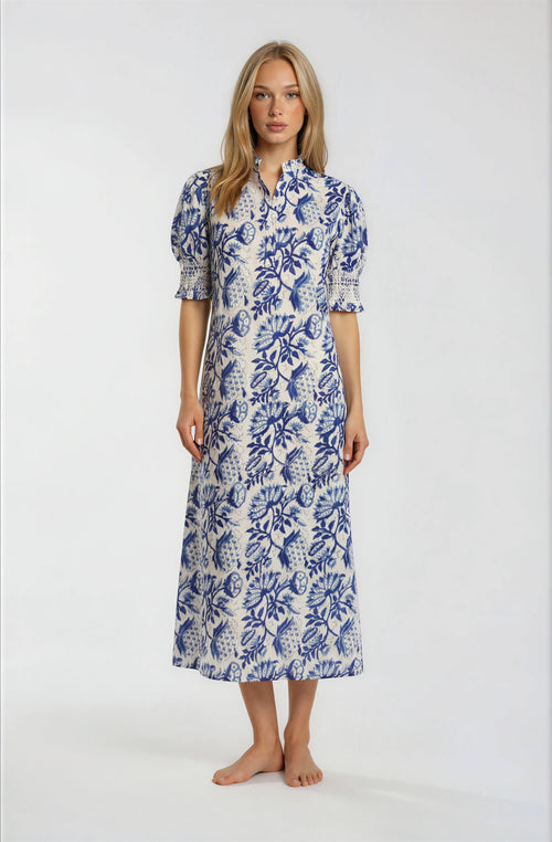 BLUFTON MIDI DRESS blue white