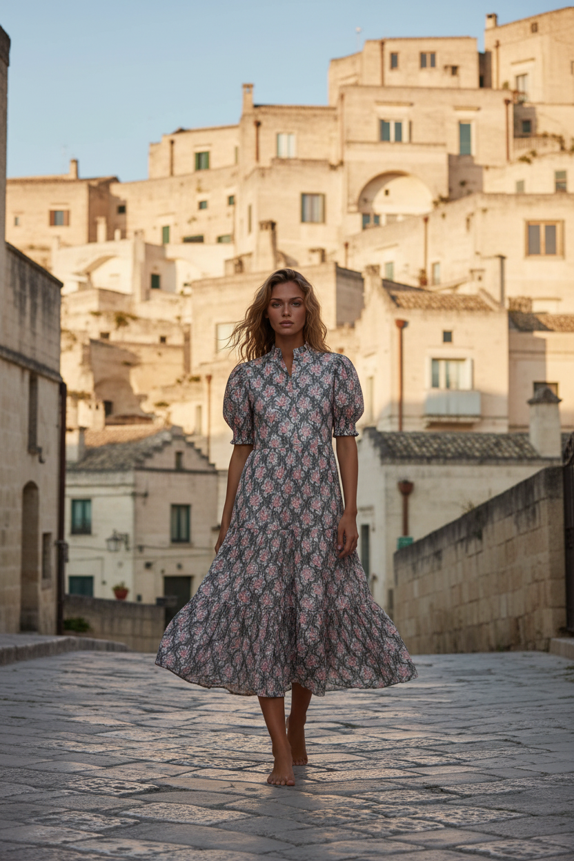 CHARLESTON midi dress pink silver