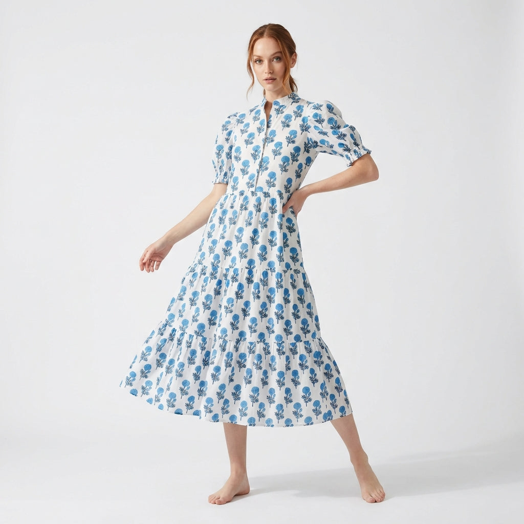 CHARLESTON midi dress peri blue white