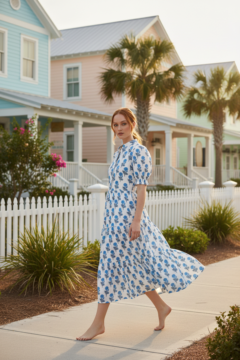 CHARLESTON midi dress peri blue white